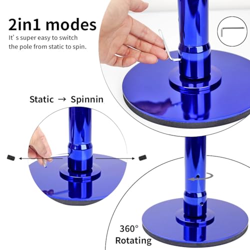 image for PRIORMAN Pole Dancing - 45mm Spinning & Static Dance Pole Portable Dan