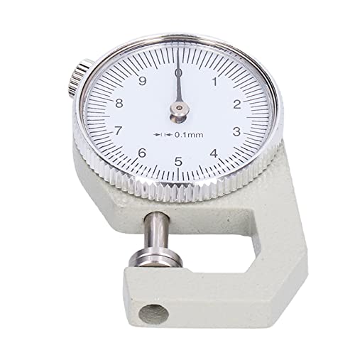Calibrador de espesor redondo con dial, metal y plástico, materiales premium, mediciones precisas, amplio rango de 0 a 10 mm, con husillo de resorte, indicador blanco miniatura 3