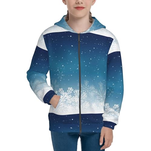 Christmas Snowflakes Kids Pullover Hoodies Boys Zip Up Sweatshirts Girls Athletic Clothes with Pocket3