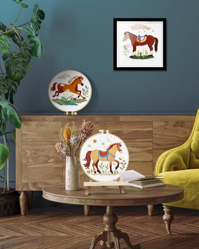 Image of TINDTOP Embroidery Kit for Adult, 3 Pack Embroidery DIY Starter Kit | with Stamped Patterns, Hoop, Tools, Colorful Threads with Needles, Instructions