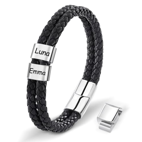 Pulsera personalizada de cuero para hombres miniatura 1