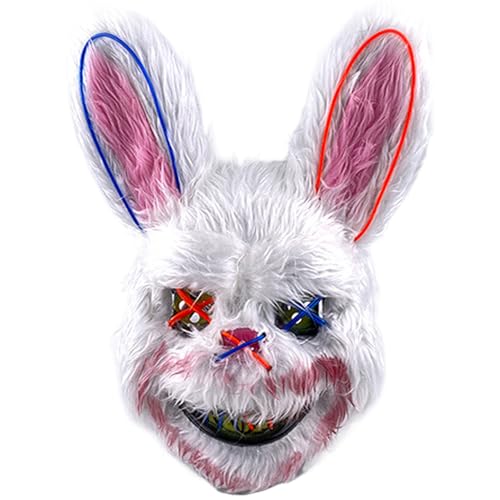 Masque lapin sanglant LED pour soirée Halloween et shooting photo cosplay