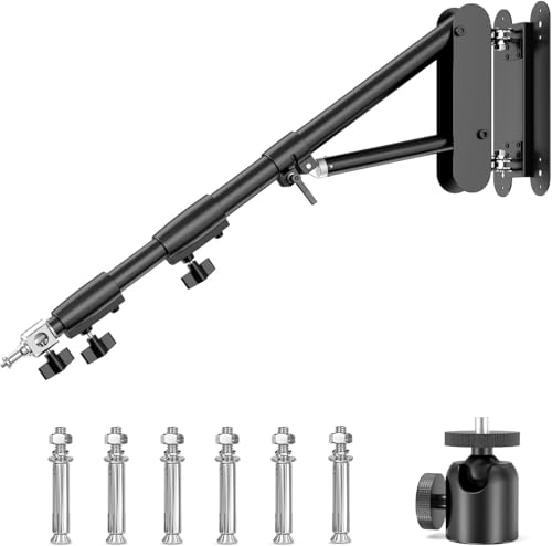 Wall Mounting Triangle Boom Arm for Photography Strobe Light - 5.9 Feet/180cm Max Length, Monolight, Softbox, Umbrella, Reflector and Ring Light, Support 180 Degree Rotation