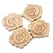 MUXSAM 4Pcs Wood Carved Molding Corner Onlay Applique Rose with Stem Door Cabinet Decor Unpainted Dress Up Furniture, 7x7x1.5cm/2.76"x2.76"x0.59", D Style