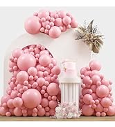 JZCZOEB Light Pink Double Stuffed Balloons Different Size 115Pcs 5/10/12/18" Pink Balloon Arch Ga...