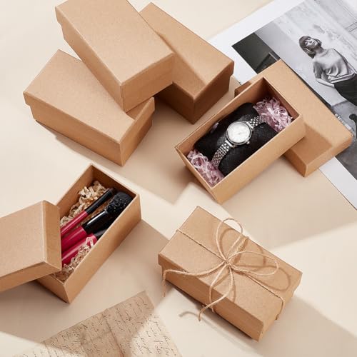 BENECREAT 6 Paquet Boîte en Papier Kraft Coffrets Cadeaux à Bijoux 13x7x6cm Boîtes à Bijoux en Carton Étui Kraft pour le Rangement des Colliers et Boucles D'Oreilles Faveurs de Fête de Noël – vue 4