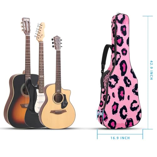 Housse guitare basse antichoc en tissu Oxford imperméable rose - 5