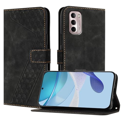 OKZone Funda para Motorola Moto G Stylus 4G 2022, PU Cuero Flip Carcasa Fundas Móvil de Tapa Libro Caso Piel PU Billetera Case Telefono Cubrir Móvil Cover con Cáscara de TPU(Negro)