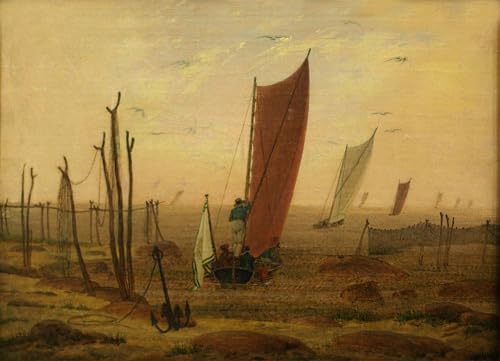 Tableau Sortie matinale des bateaux impression sur toile Friedrich affiche 60x90cm