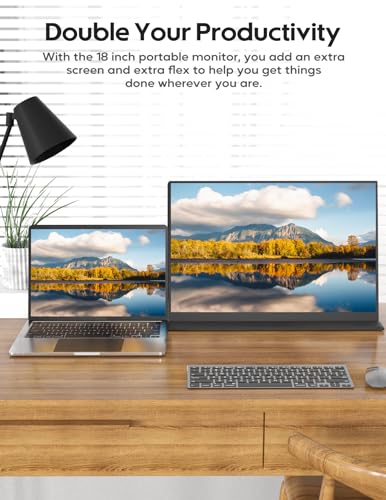 Image of 18 inch Portable Gaming Monitor, 2.5k 2560x1600, 16:10 Wide Screen, 100% sRGB, FreeSync, HDR, Laptop Screen Extender for Mac, Switch, Xbox, PS4 /5