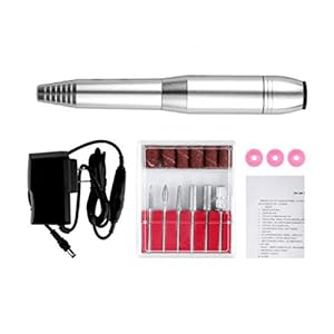 Electric Nail Drill, 6 in 1 Electric Nail Files Electric Professional Nail File Kit for Acrylic Gel Nails Remover Nail File Grinder with Polishing Home Salon Use Nail B (Silver )