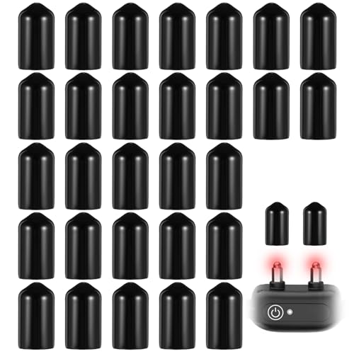Oruola 30pcs Shock Collar Dog Rubber Tips,Shock Collar Rubber End Caps for Dog Training,Replacement Silicone Covers Conductive Rubbers Sleeve for Dogs Training Collars Prongs or Anti Bark Collars Tool