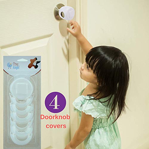 Tiny Angel's Door Knob Safety Cover. 4 Pack for Child Proofing Your House.