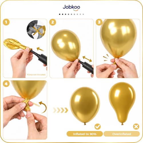 Image of Jobkoo Gold Balloons 12 Inch, Metallic Chrome Gold Metallic Latex Balloon
