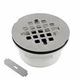 Brushed No Caulk Shower Drain, Welsan PVC Compression Shower Floor Drain with...
