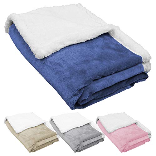 Monsieur Bébé - Couverture, Plaid Polaire pour bébé 75 x 100 cm en Flanelle et Sherpa Ultra Doux - 4 Coloris Cover