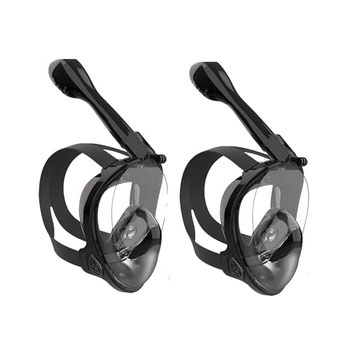 Jwintee Full Face Snorkel Mask, Diving Mask for Kids and Adults,180° Panoramic View Snorkel Mask with Camera Mount, Safe Breathing, Anti-Leak&Anti-Fog
