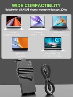 PowerPortnerLink 200W Charger Compatible with Asus TUF Dash F15 FX516 FX517 TUF Gaming A15 F15 F17 A17 ROG Strix G15 G17 G513 G713 Hero III G731 Studio 17 Zephyrus G14 G15 Zenbook Pro 16X 14 Laptop
