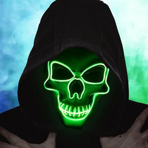OceanWings Halloween Scary Mask Light Up Mask for Party Favor Supplies with 3 Modes (Forest Green) Cover