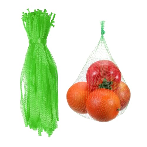 sourcing map 100 Pcs Reusable Mesh Produce Bags, 30cm/12 Inch Washable Net Storage Bags Reusable Grocery Reusable Storage Bags for Fresh Fruit Vegetables Seafood, Green