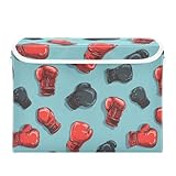 Kcldeci Storage Box with Lid Red Black Boxing Gloves Storage Bins Organizer Container Shelf Baskets for Home Bedroom Closet