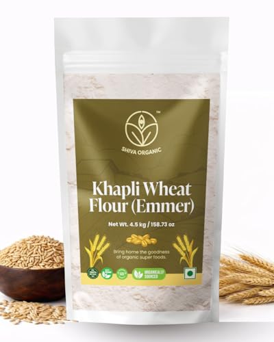 Image of Shiva Organic Khapli Wheat Flour (4.5 kg) | High Dietary Fiber for Easy Digestion | Stoneground Emmer Wheat Flour | Khapli Atta