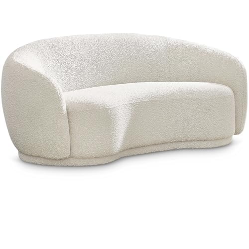 Cream Boucle Upholstered Loveseat