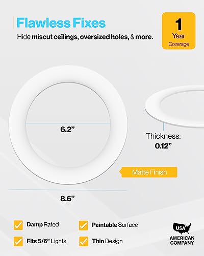 image for Sunco Lighting Sunco 12 Pack Goof Rings for 6 Inch Recessed Lights, Fl