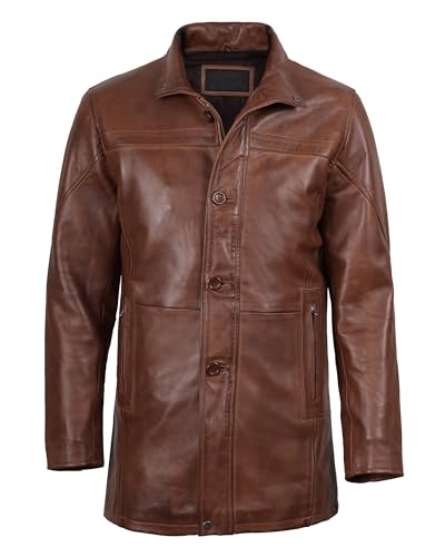 fjackets Leather Car Coats For Men – ¾ Length Real Lambskin Mens Fashion Brown & Black Leather Jacket Men3