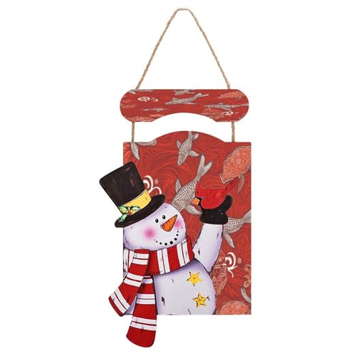 Bonhomme de neige de Noël à suspendre décorations murales de Noël en bois d'hiver
