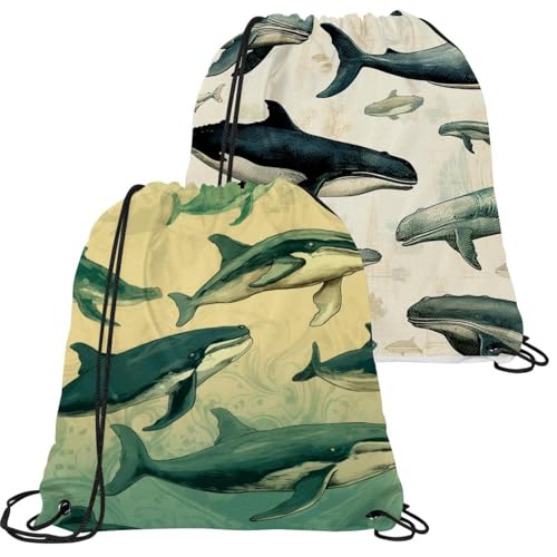 Sac à cordon baleine peinte pliable imperméable lot de 2 taille unique pour sport et voyage
