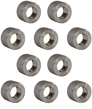 1/4" (.25") - 10 Pack - in Inch NPT 316 Stainless Steel Threaded Half Coupling Weld On Pipe Tube Bung Fitting SS for Home Brewing, Automotive, Industrial, Aerospace