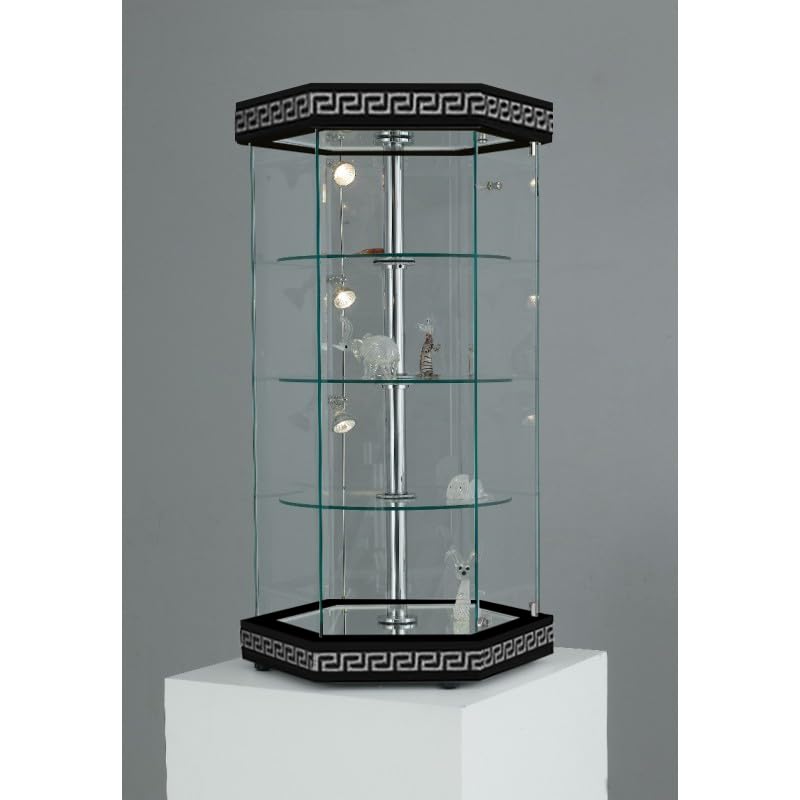 VM ART DESIGN GLASSBY VETRERIA MICELI VMV 112 GTL Display Cabinet with Rotating Shelves (Black - Silver)
