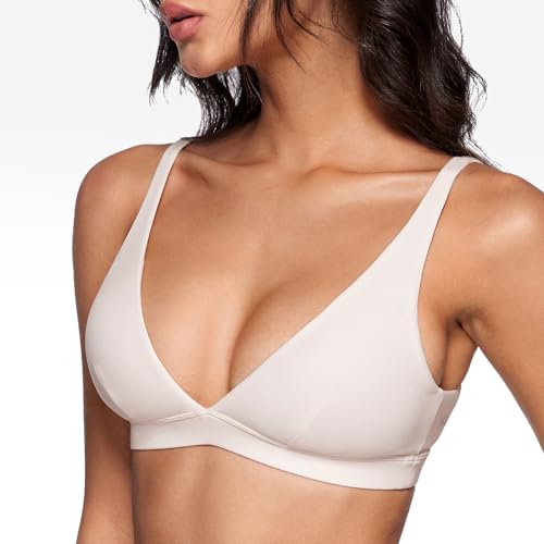 Image of INGIA Deep V-Neck Sports Bra Padded U Back Yoga Workout Bra | Low Impact, Fitness, Yoga, Wireless, Workout, Contour, Crop Top, for Women