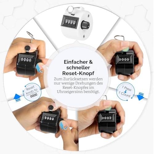 KTRIO Handzähler Zähler, 4-Stellige Zähler, 2 Stück ABS Counter Clicker mit Umhängeband für Personenzähler, Coaching, Stricken, Golf und Reihenzähler
