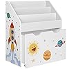 SONGMICS Speelgoedplank, boekenplank voor kinderen, kinderkamerplank met 3 vakken en uittrekbare speelgoeddoos met…