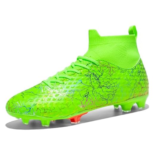 MIGPOGZAI Men's Soccer Shoes High-Top Soccer Cleats Outdoor Breathable Athletic Professional Spikes Youth Boys Football Shoes Unisex Green
