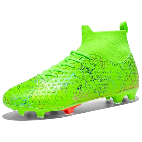 MIGPOGZAI Men's Soccer Shoes High-Top Soccer Cleats Outdoor Breathable Athletic Professional Spikes Youth Boys Football Shoes Unisex Green by MIGPOGZAI - Used condition - US$16.77