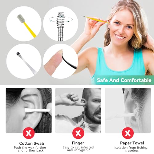 Ohrenreiniger Edelstahl Set, 10 Stück Ohrenschmalz Entferner, Ear Cleaning Ohr Schmalz Reiniger Werkzeug, Sichere Spirale Ear Cleaner Ohren Reinigung Werkzeug für Kinder Erwachsene
