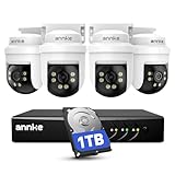 ANNKE Kabelgebundenes überwachungskamera aussen Set für den Außenbereich, 8-Kanal 5MP DVR mit 4 PT Kamera