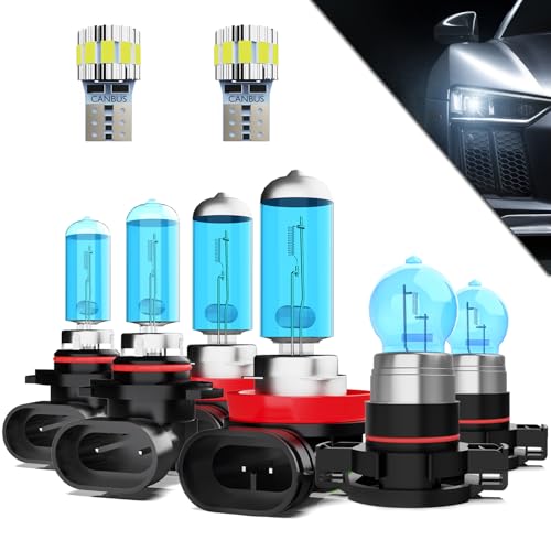 Image of Headlight Bulbs+ License Plate Lights Fit For GMC Canyon 2015-2020 Light Bulbs,9005 High Beams+ H11 Low Beams+ h16 Fog Lights+ License Plate Lights Combo,Plug And Play,Pack of 8