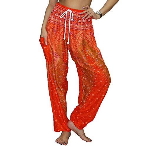 Lofbaz Damen Hose * One Size Gr. S, Peacock Orange and Red