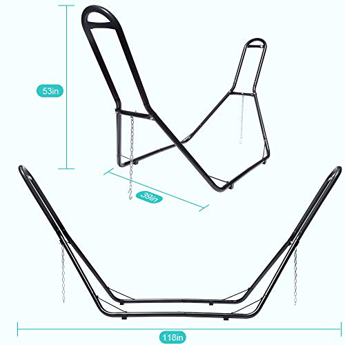 Zupapa Hammock Stand Fit For 9-14 Feet Hammock, 2 Person Heavy Duty 550 Lbs Capacity With 2 Steel Chains 1 Carry Bag, Outdoor Indoor Use Steel Hammock Frame #TOP6