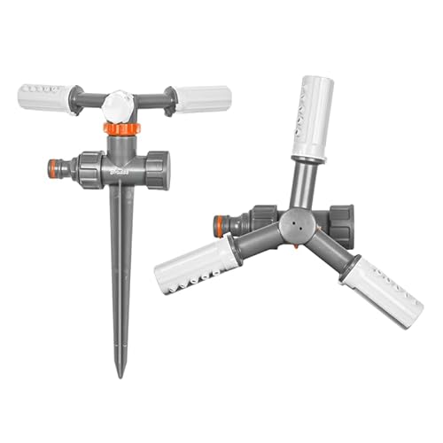 Kreisregner Rasensprenger 3-arm Rotationssprinkler White line mit Erdspieß