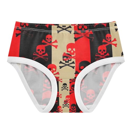 Toddler Girl Panties, Stripes Skulls Crossbones Girls' Cotton Brief Underwear, 2–8 Years