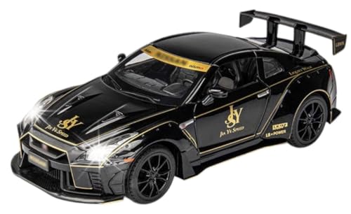 Image of 1:24 Scale Niss-aan Skyline Ares GTR R-35 Model Alloy Metal Pull Back Toy car for Kids with Openable Doors & Light, Music Toy Vehicle for Kids (Nissaan Skyline Ares GTR R-35 (Black))