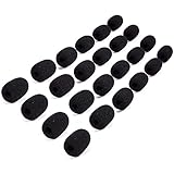 Mini Microphone Windscreens – 24-Pack Microphone Foam Cover for Lapel, Lavalier, and Headset Microphones, Black