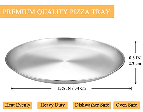 Wezvix 13½ Inch Pizza Pan, Stainless Steel Round Pizza Baking Pan Pizza Tray Pizza Cooking Pan For Baking Serving, Dishwasher Safe & Heavy Duty - 2 Pack #TOP6