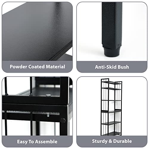 Image of Livzing 6 Tier Metal Height Adjustable Bookshelf Metal Rack Wooden Almirah 5.4 Feet for Home Library Book Shelf Open Display Books Rack 6 Layer Book Shelf Bookcases DIY