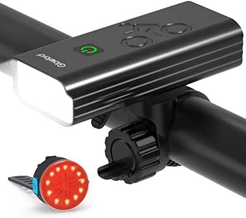 Glowlord USB Rechargeable Bike Light Set,2400 Lumens Super Bright LED Bicycle Front Headlight and Rear Back Taillight,Powerful Power Bank Flashlight for Night Mountain Riding,Road Cycling